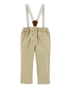 Baby Boy Twill Suspender Pants - Khaki, image 2 of 4 slides