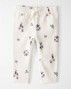 Baby Girl Organic Cotton Ribbed Knit Pants in Berry Blossom Print, image 1 of 5 slides