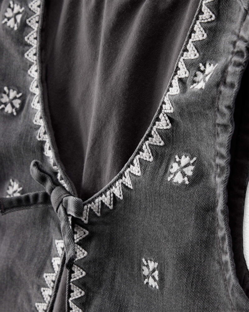 Toddler Girl Western Denim Sleeveless Vest - Grey, image 2 of 4 slides