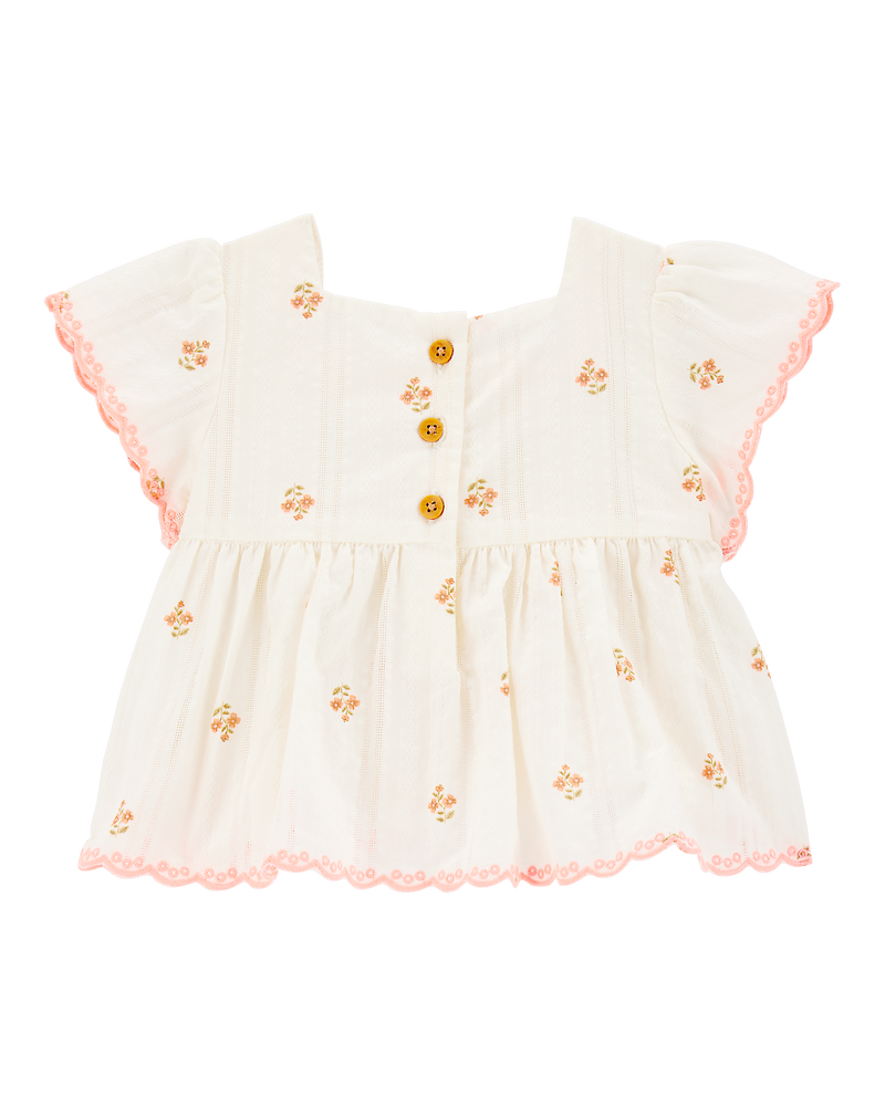 Baby 2-Piece Floral Flutter Sleeves Seesucker Top & Shorts Set, image 3 of 7 slides