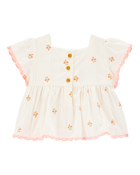 Baby 2-Piece Floral Flutter Sleeves Seesucker Top & Shorts Set, image 3 of 7 slides