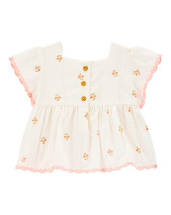 Baby Flutter Sleeve Seersucker Top - Cream, 