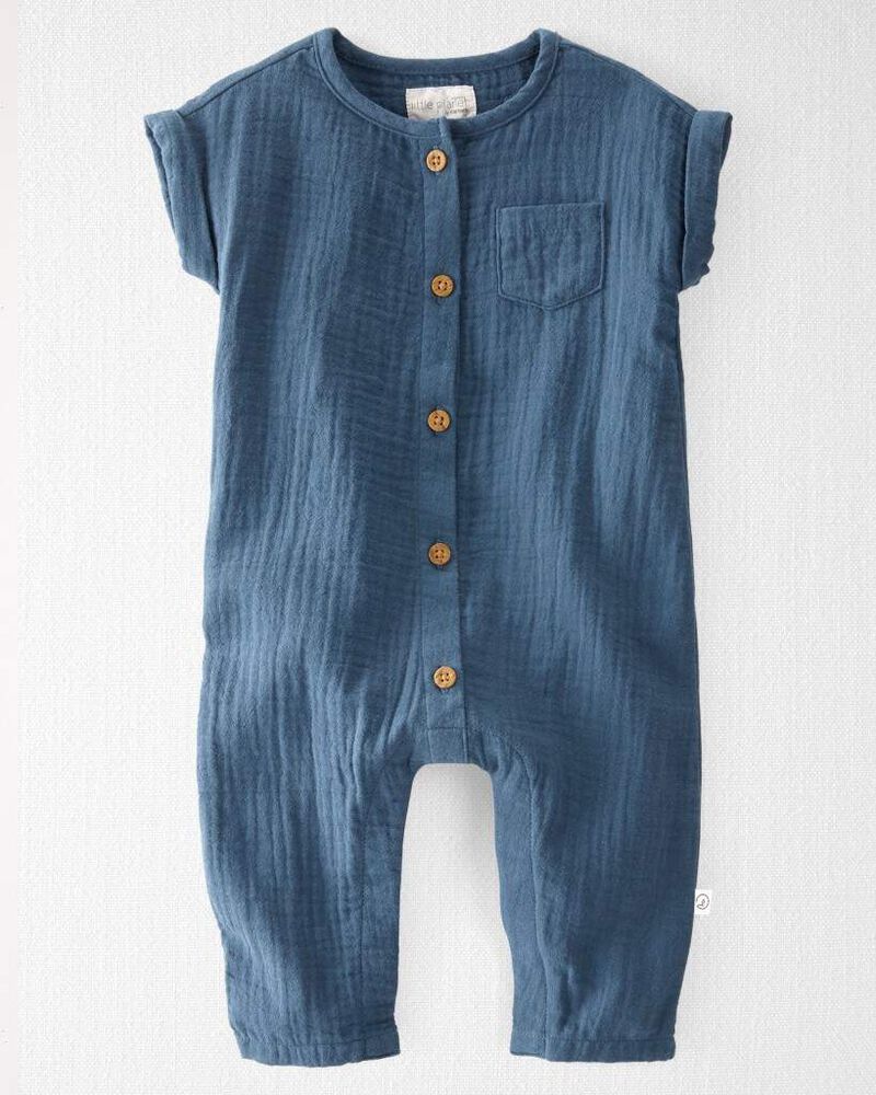 Baby Organic Cotton Gauze Jumpsuit, image 1 of 4 slides