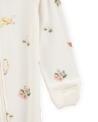 Baby Girl Tropical Print 2-Way Zip PurelySoft Convertible Foot Sleep & Play Pajamas - Ivory, image 2 of 7 slides