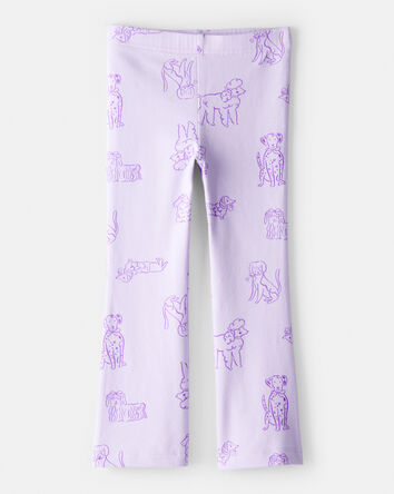 Toddler Girl Dog Print Flare Pull-On Stretch Leggings - Purple, 