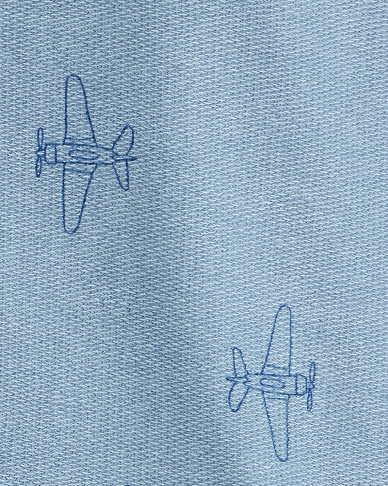 Baby Boy Airplane French Terry Long-Sleeve Tee & Pant Set - Blue, image 2 of 3 slides