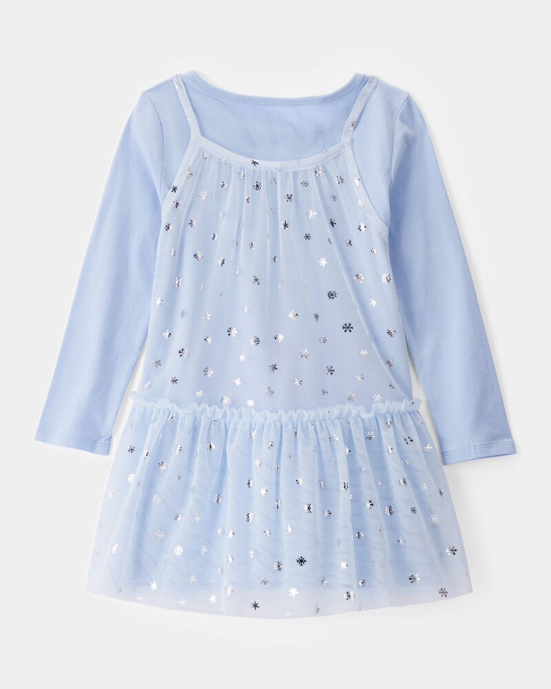 Toddler Girl Snowflake Princess Tulle Dress - Blue, image 2 of 6 slides