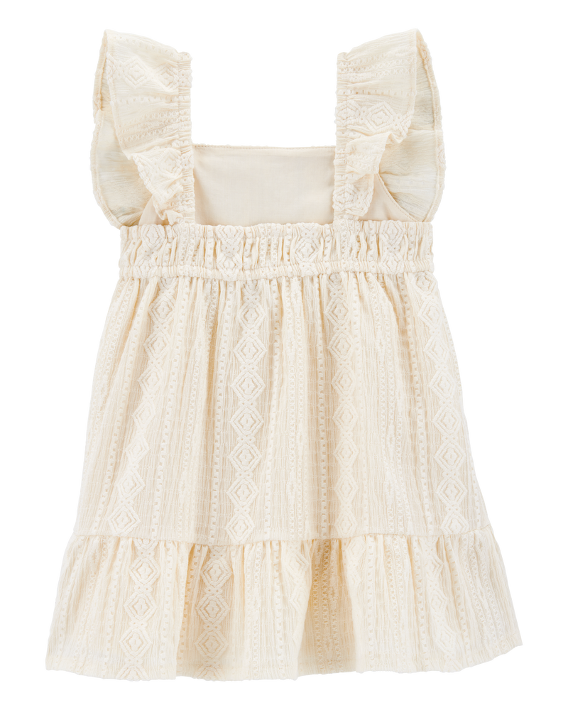 Baby Tiered Flutter-Sleeve Crochet Dress - Ivory, image 2 of 5 slides
