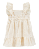 Baby Tiered Flutter-Sleeve Crochet Dress - Ivory, image 2 of 5 slides