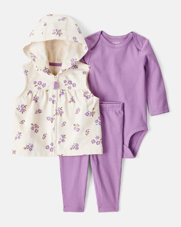 Baby 3-Piece Floral Vest Set, 