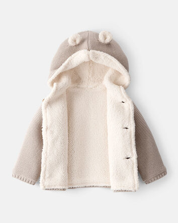 Baby Sherpa Lined Cotton Long-Sleeve Jacket - Brown, 