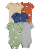 Baby 5-Pack Animal Print Short Sleeve Bodysuits, image 1 of 8 slides