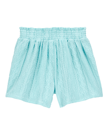Kid Pull-On Smocked Shorts - Blue, 