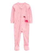 Baby Girl Flamingo Print Snug Fit Cotton Footie 1-Piece Pajamas - Pink, image 1 of 4 slides