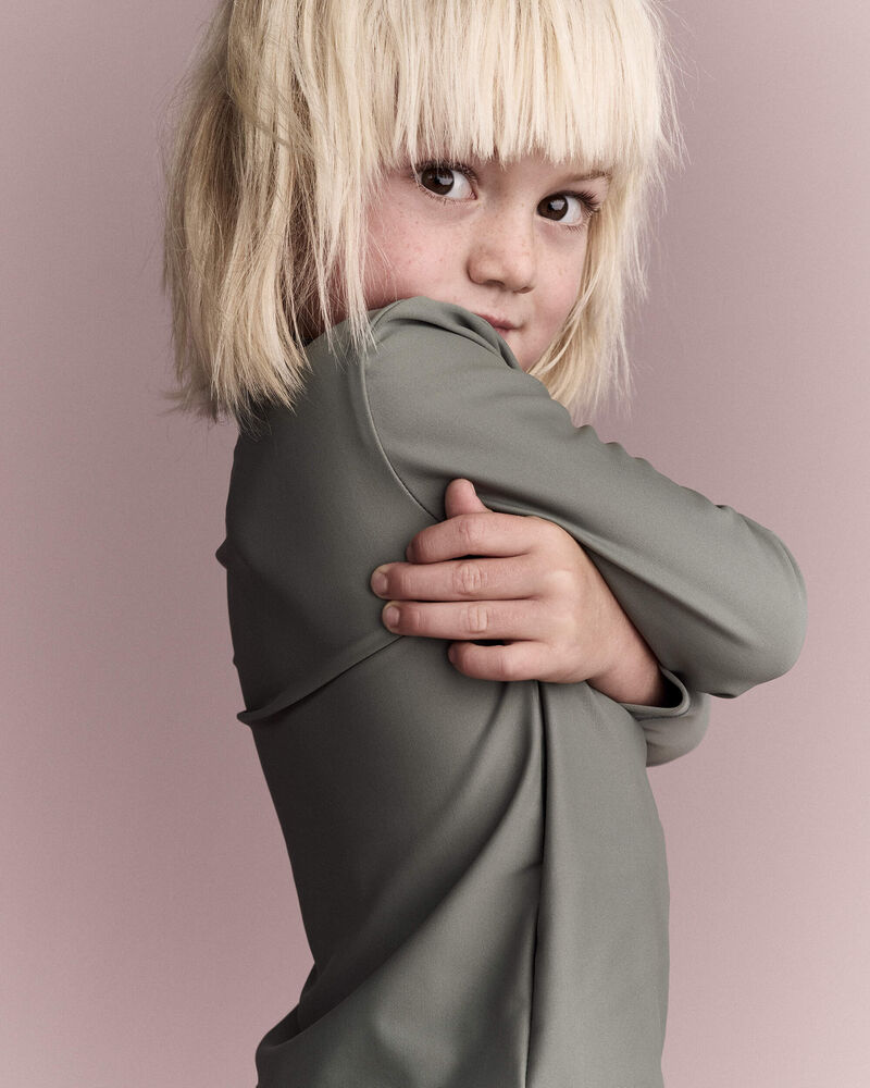 Toddler Half-Zip Long-Sleeve Rashguard - Olive, image 4 of 6 slides