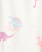Baby Girl 2-Piece Dinosaur Print Cotton Long-Sleeve Bodysuit & Pant Set - Pink/White, image 3 of 5 slides