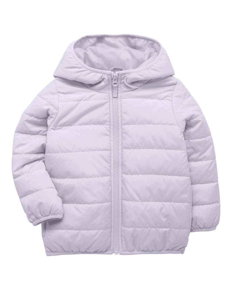 Toddler Packable Hooded Puffer Jacket - Purple, image 2 of 4 slides