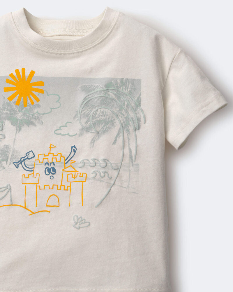 Toddler Relaxed Graphic Tee in Beach Print - Cream, image 6 of 6 slides