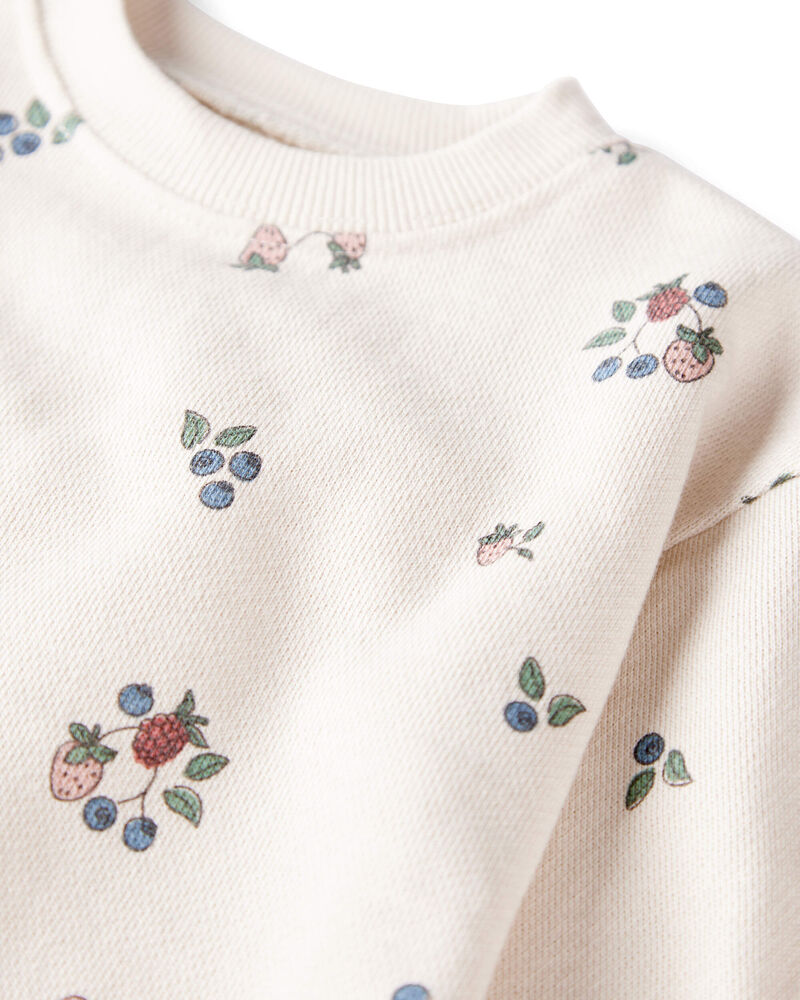 Baby Organic Cotton French Terry Sweatshirt in Berry Blossom Print, image 2 of 4 slides