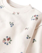 Baby Organic Cotton French Terry Sweatshirt in Berry Blossom Print, image 2 of 4 slides