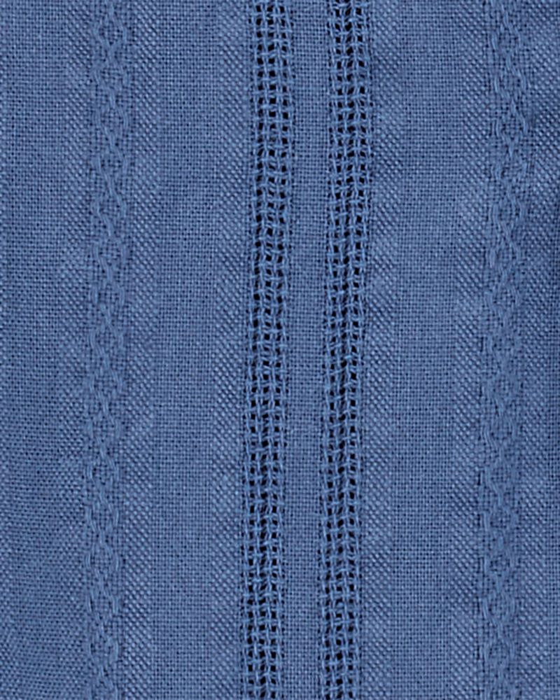 Baby Button-Down Cotton Romper - Blue, image 2 of 3 slides