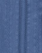 Baby Button-Down Cotton Romper - Blue, image 2 of 3 slides