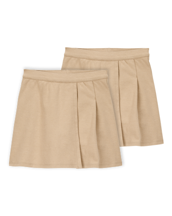 Kid 2-Pack Ponte Knit Uniform Skirts - Khaki, 