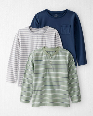 Boys 3-Pack Organic Cotton Long-Sleeve Stretch Jersey Tees, 