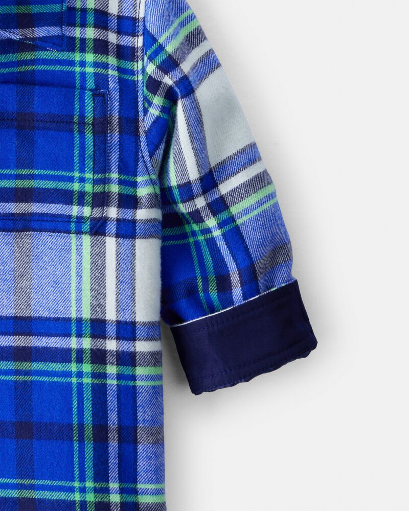Baby Boy Plaid Sherpa Lined Fashion Jacket - Blue, image 3 of 6 slides