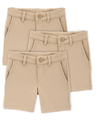 Toddler 3-Pack Ponte Knit Uniform Shorts - Khaki, image 1 of 6 slides