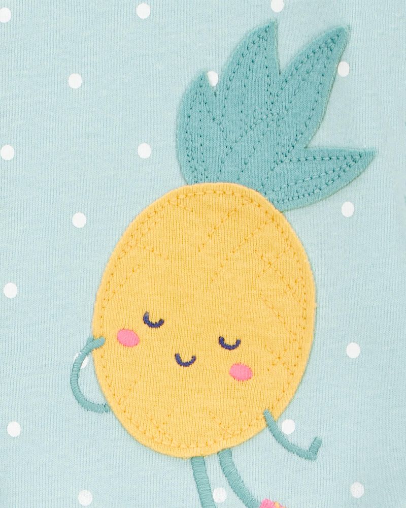 Baby Girl 1-Piece Pineapple 100% Snug Fit Cotton Footless Pajamas - Green, image 2 of 3 slides