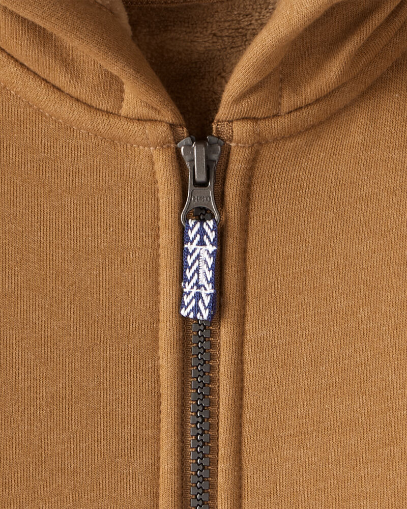 Toddler Boy Long-Sleeve Hooded Zip-Up Jacket - Brown, image 2 of 3 slides