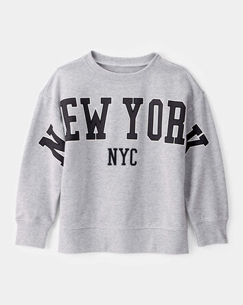 Boys NYC French Terry Pullover Sweatshirt - Grey, 