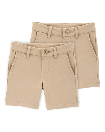Toddler 2-Pack Ponte Knit Uniform Shorts - Khaki, 
