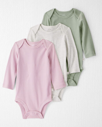 Baby Girl 3-Pack Organic Cotton Rib Bodysuits, 