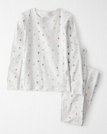 Kid Organic Cotton Pajamas in Nature Icon Print, 