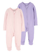 Baby 2-Pack Zip-Up PurelySoft Sleep & Play Pajamas, image 1 of 9 slides