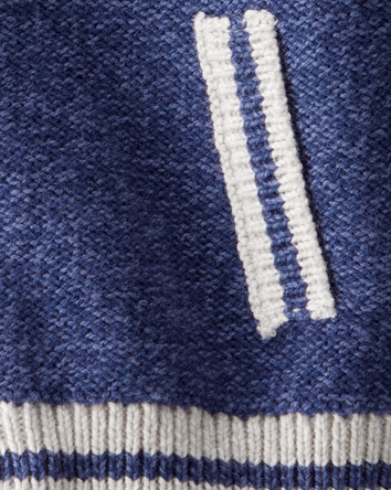 Baby Jersey Knit Varsity Button-Down Sweater - Navy, 