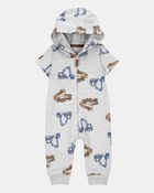 Baby Boy Construction Hooded Jumpsuit - Grey, image 1 of 3 slides