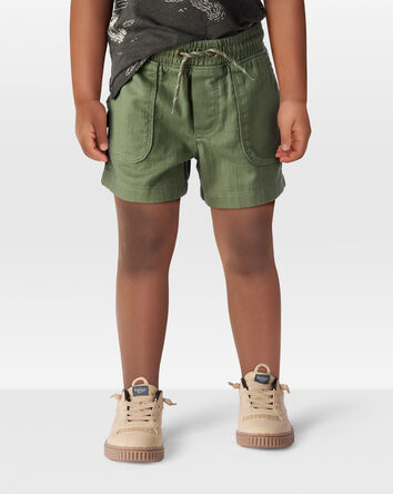 Toddler Pull-On Cotton Shorts - Olive, 