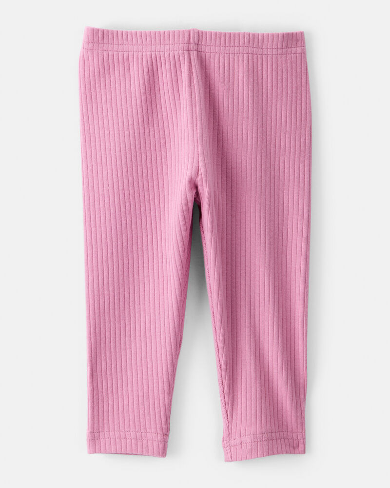 Baby Girl Cotton Ribbed Stretch Leggings - Purple, image 2 of 4 slides