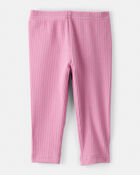 Baby Girl Cotton Ribbed Stretch Leggings - Purple, image 2 of 4 slides