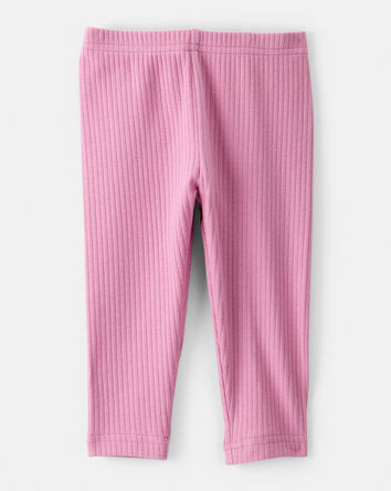 Baby Girl Cotton Ribbed Stretch Leggings - Purple, 