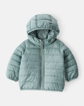 Baby Packable Hooded Puffer Jacket - Green, 