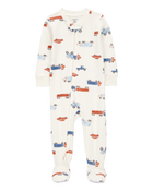 Baby Boy 1-Piece Car Print 100% Snug Fit Cotton Footie Pajamas - Ivory, image 1 of 3 slides