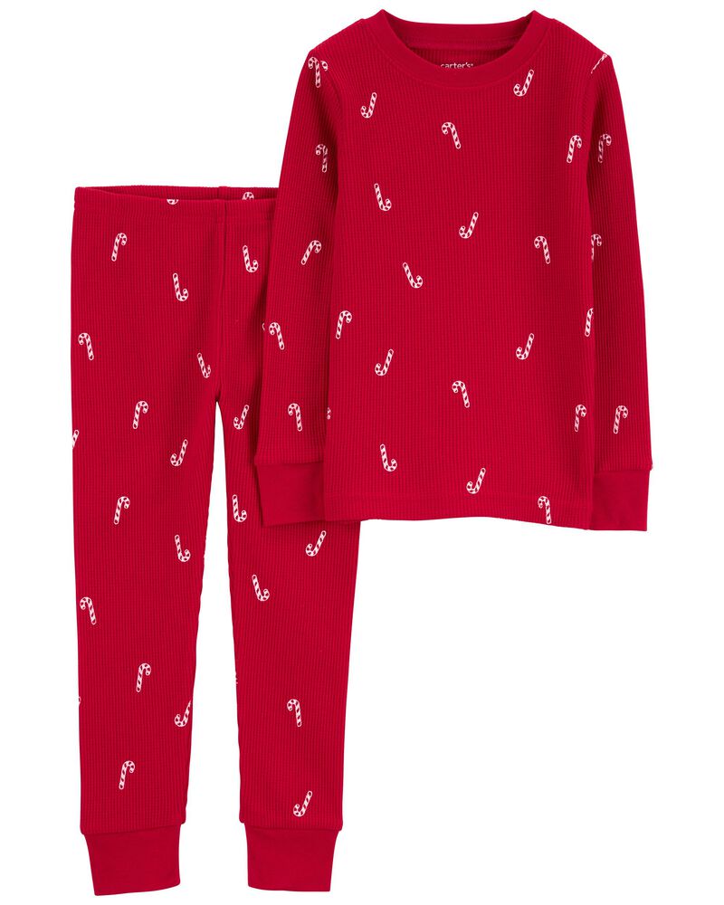 Toddler 2-Piece Candy Cane Thermal Pajamas, image 1 of 3 slides