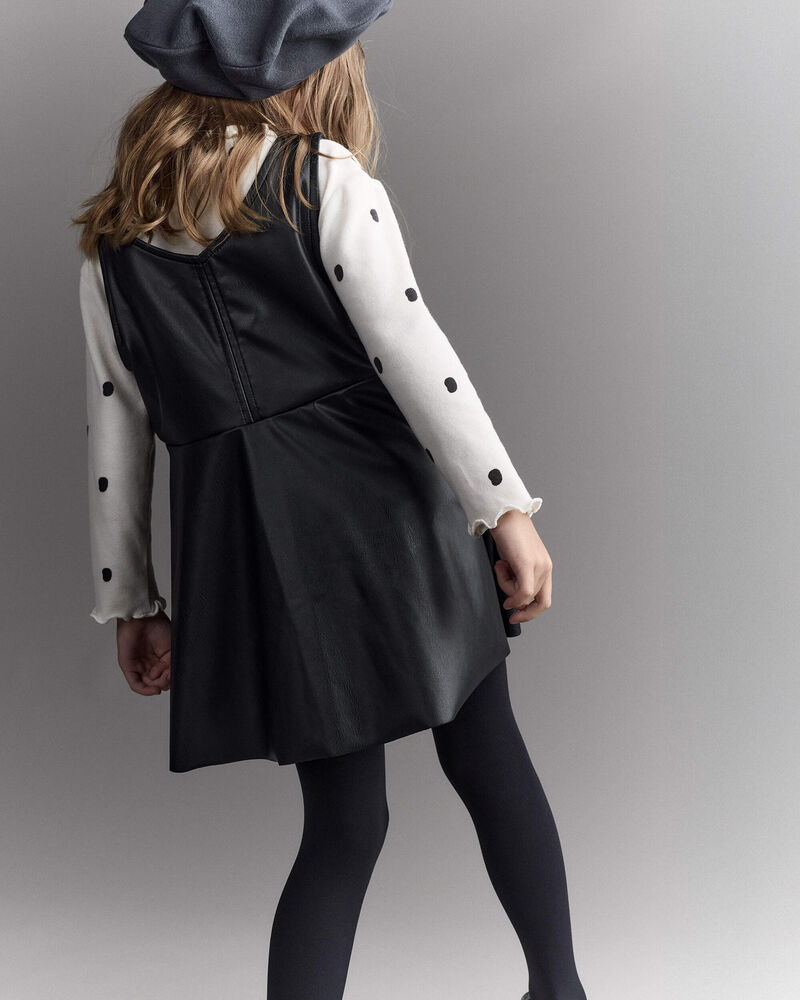Toddler Girl Faux Leather Sleeveless Dress - Black, image 5 of 6 slides