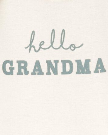 Baby "Hello Grandma" Announcement Cotton Short-Sleeve Graphic Bodysuit - Ivory, 