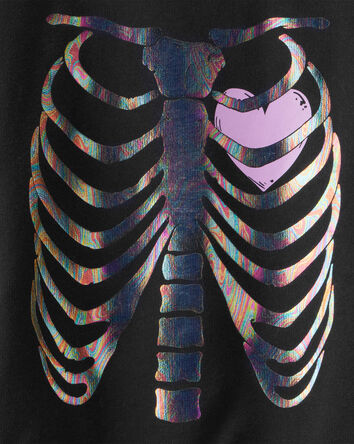 Girls Metallic Skeleton Pullover Sweatshirt - Black, 