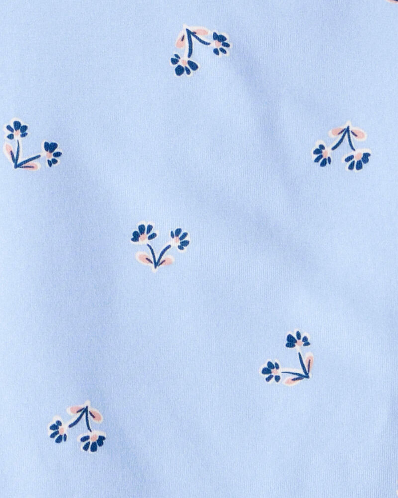 Toddler 2-Piece Floral Flutter-Sleeve Pajamas - Blue, image 2 of 3 slides